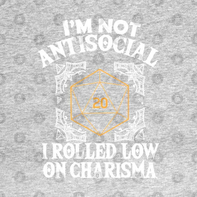 Im Not Antisocial Tabletop Gaming Gift Dragons D20 Dice Print by Linco